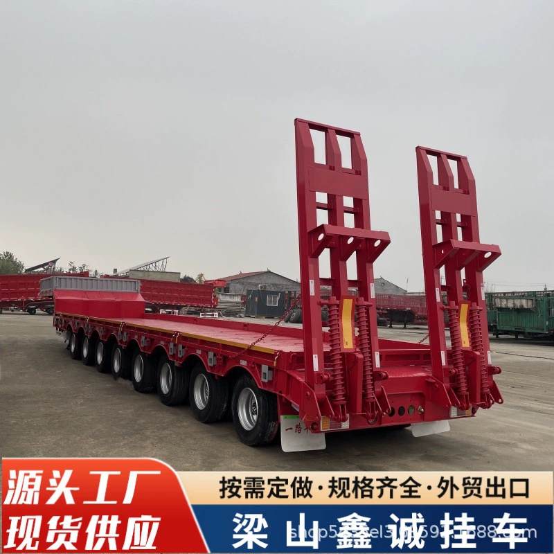 Трехосный низкорамный транспортер 13.2m с трехосным гидравлическим лестничным прицепом для тяжелой техники с крюковым механизмом