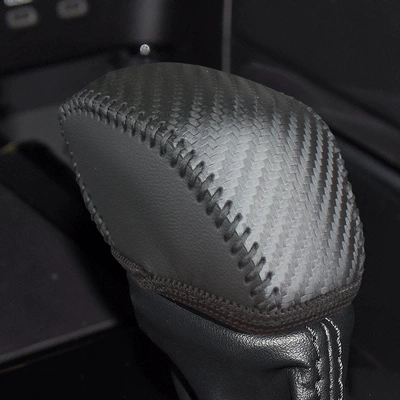Highlander, CAMRY gear shift – Sürətlər qutusu və əl tormozu başlıqları - black-carbon-black-thread-genuine-leather