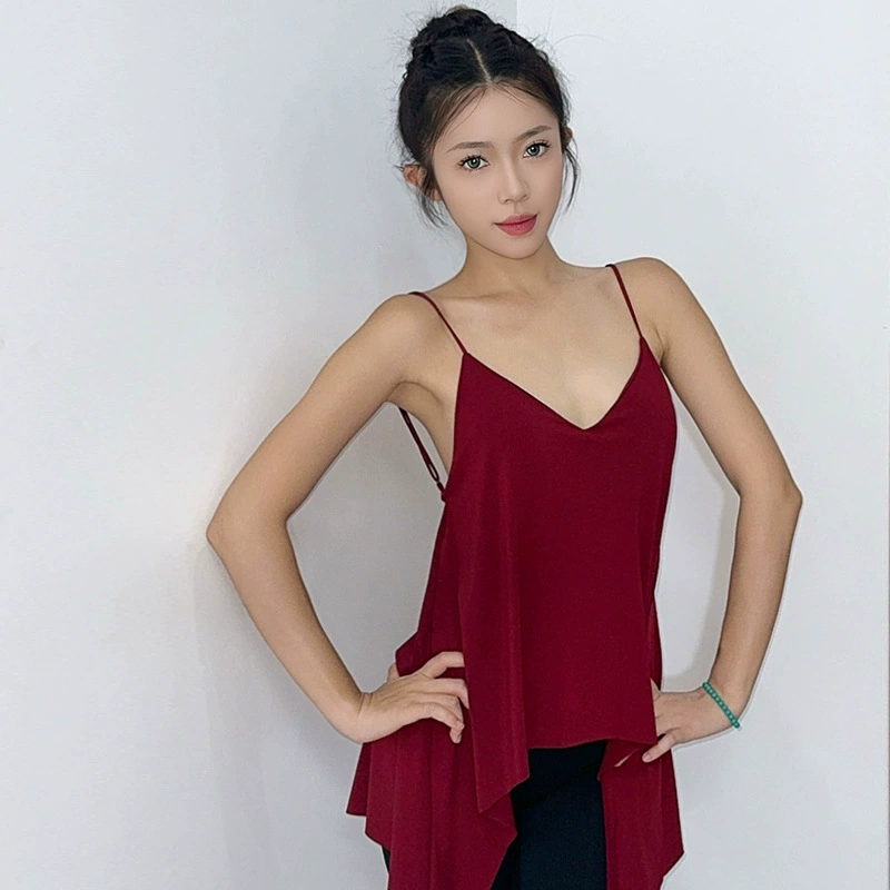 2025 трансграничная одежда для латинских танцев для женщин, подтяжки для взрослых, элегантные цельные топы со встроенными нагрудными подушечками, одежда для современных танцев.