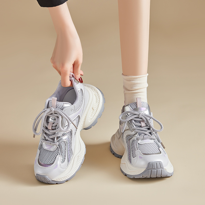 Zapatos Deportivos Casuales de Malla con Suela Gruesa para Mujer, Estilo Aogushiden, Novedad Otoño 2025