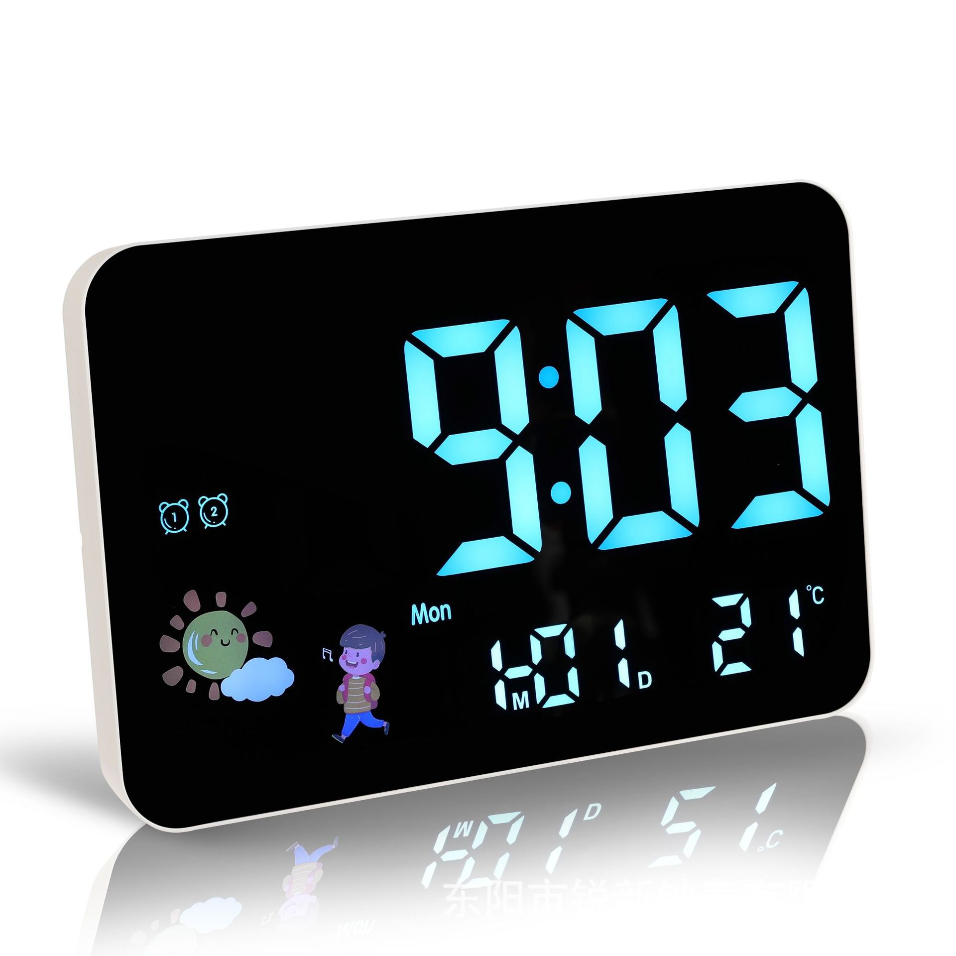 Amazon venta caliente reloj de espejo creativo reloj multifuncional con reloj LED de temperatura simple con pantalla de la semana 2715B