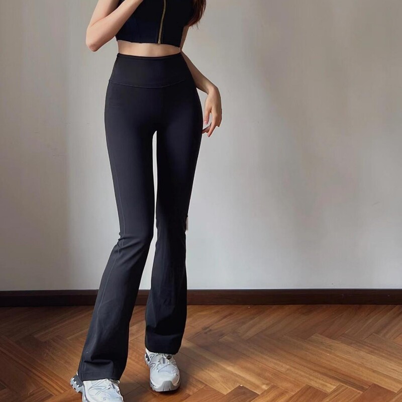 Outer Wear High-end Women's Lulu Gods Peach Hip Flared Pants Slim-fit Yoga Pants Solid Color High Waist Antibacterial All-match Pants
