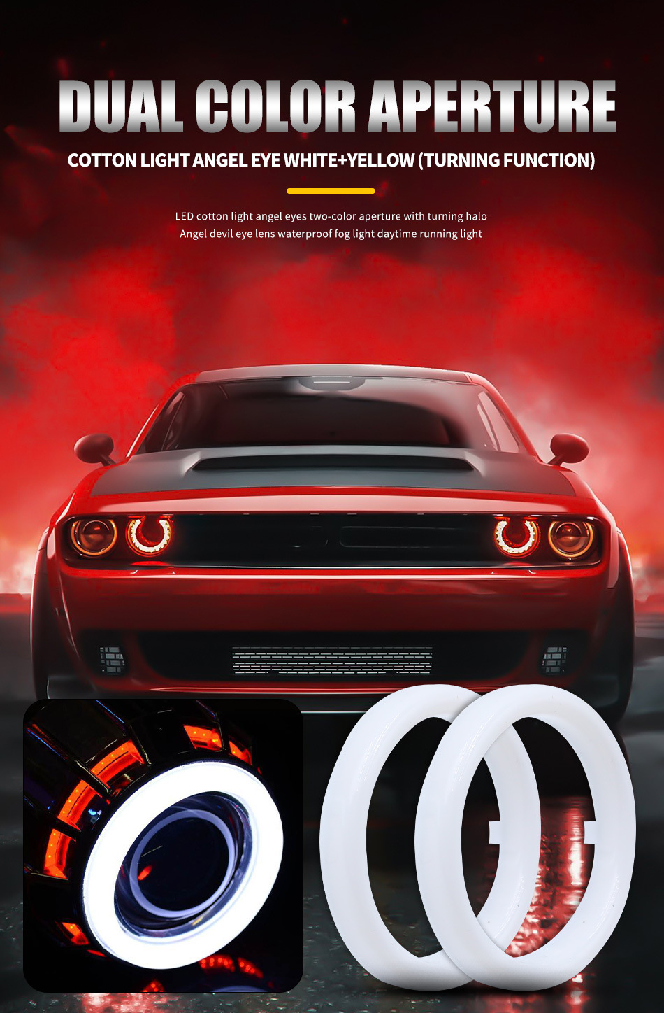 WANGHOI car modified LED light cotton light COB angel eye aperture motorcycle fog light daytime running light headlight aperture
