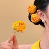 7333 Roasted edge rose hairpin-yellow