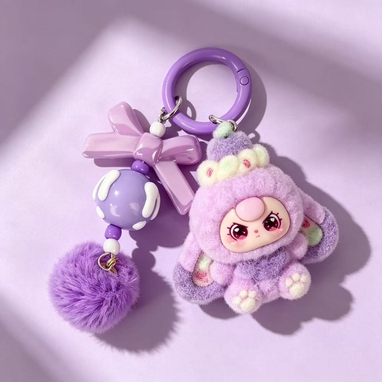Sweet Dessert-themed Flocked Accessories for Three-Year-Olds, Cartoon Cute Keychains, Bag Charms, Trendy Toys, Gifts, Small Pendants