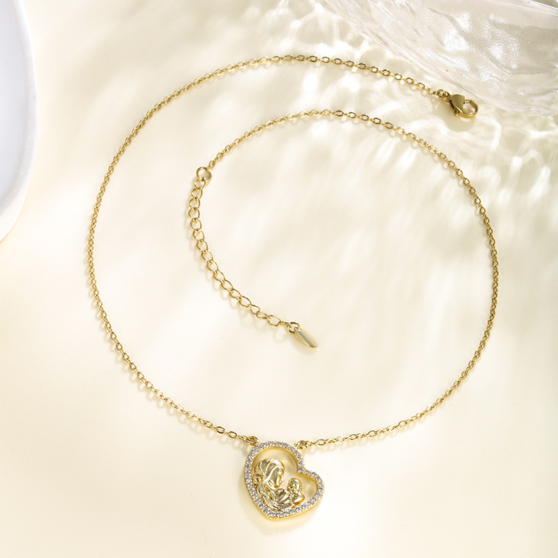 Xuping joyería collar en forma de corazón Europa y Estados Unidos personalidad cruzada collar de clavícula con colgante de diamante collar regalo del Día de la Madre