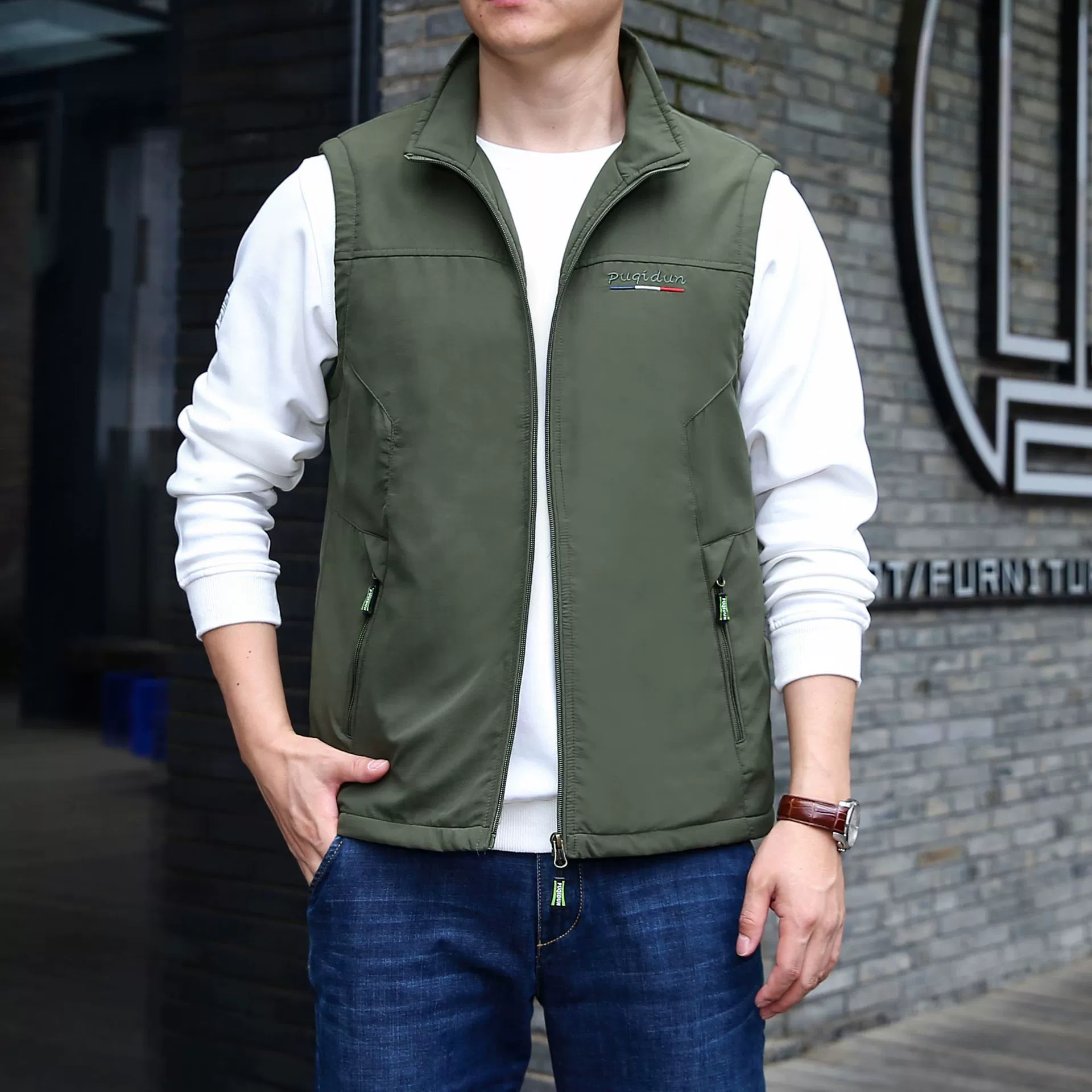 2021 Новый трендовый Мужской зажим для лошади, осенне-зимний жилет для рыбалки с воротником-стойкой на флисовой подкладке и несколькими карманами