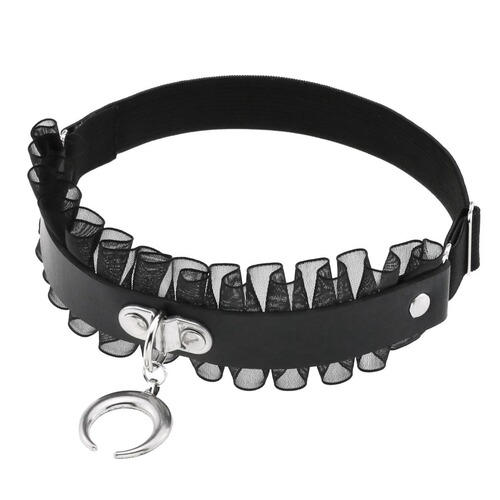 Punk bride hollow moon crescent pendant garter clip trendy lace sexy lace PU thigh ring garter belt