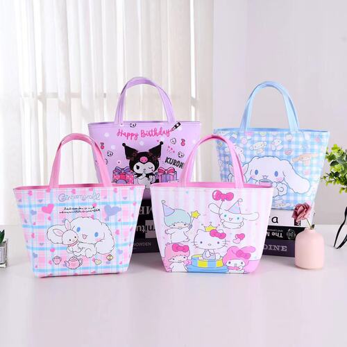 Simple cartoon Kuromi portable lunch box bag inner outdoor thermal bag milk bottle water bottle storage bag large