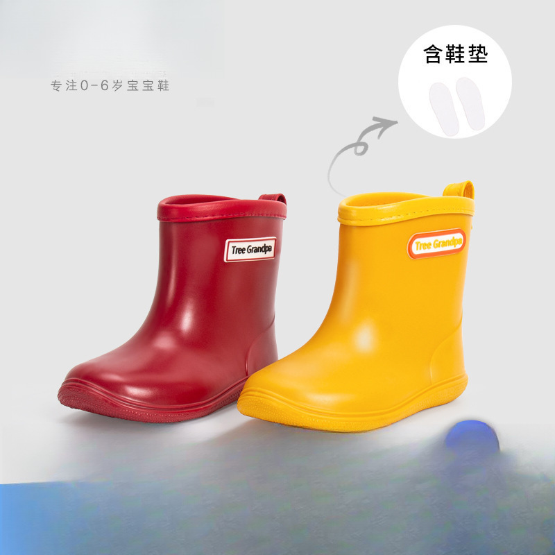Children's Rain Boots Export Cross-Border Export Non-Slip Soft Sole Lightweight Kidsren's Male and Female Baby Mid-Calf Rain Boots Toddler Water Shoes