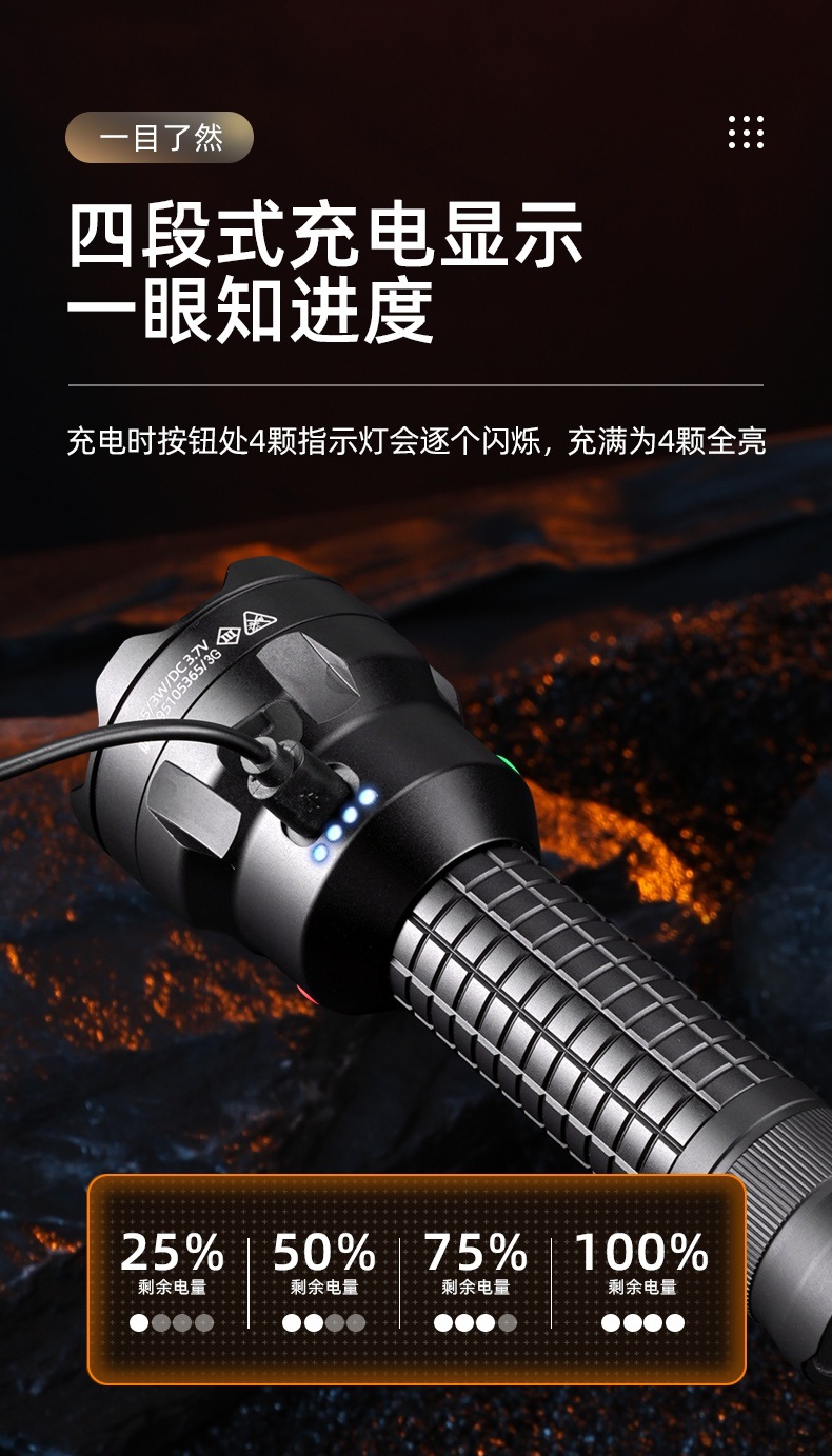 Shenhuo strong light super bright rechargeable three-color yellow white green red multi-light source railway signal lamp outdoor household flashlight