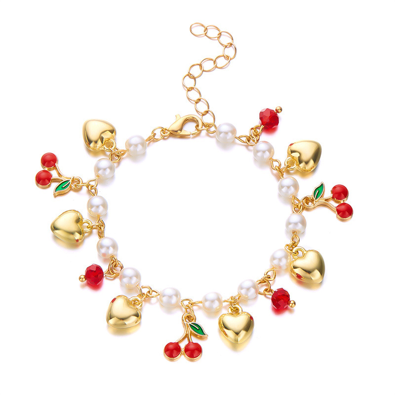 Elegantes Perlenarmband Mit Kristall Früchte Anhänger_voghion.com