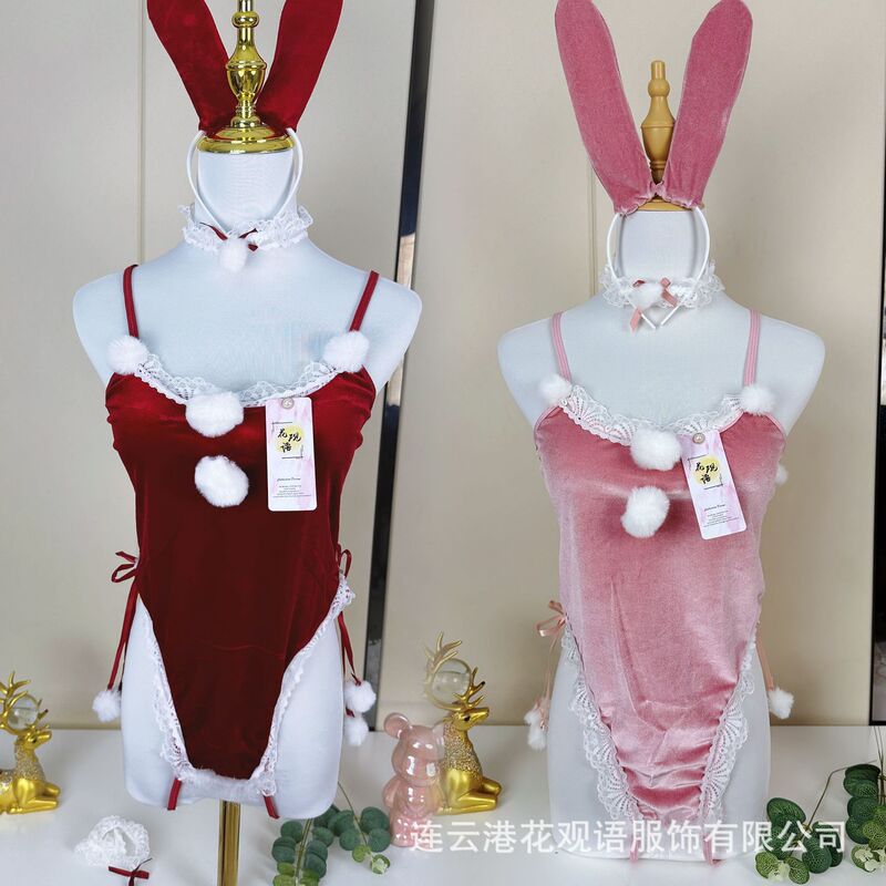 Sexy Lingerie Sexy Bunny Role-Playing Cute No-Take-off Jumpsuit Lace Sling Pure Desire Pajamas