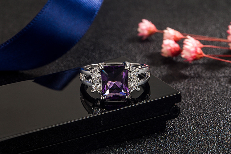 Fashion Square Copper Rings Inlay Zircon Copper Rings