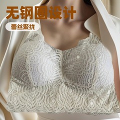 跨境Temu现货大码蕾丝无钢圈聚拢运动文胸背心式舒适内衣睡眠内衣