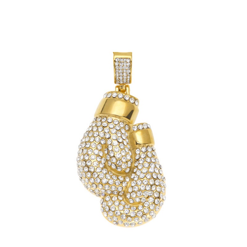 Europe and the United States cross-border supply hip-hop WBO boxing gloves titanium steel gold-plated pendant necklace men's factory in stock wholesale