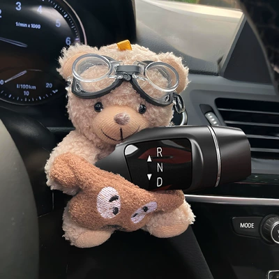 Sürətlər qutusu və əl tormozu başlıqları Lever Steering Wheel Wiper Lever - pilot-bear-puppy-gear-decoration