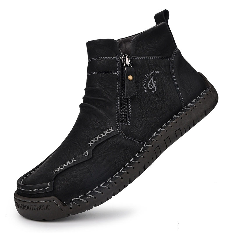 Giày lười nam cổ cao dáng thể thao ngoài trời, đế phẳng, mũi tròn, phong cách giản dị — 7567 kaki, 7567 kaki cộng với nhung, 7567 màu nâu sẫm, 7567 màu nâu sẫm cộng với nhung