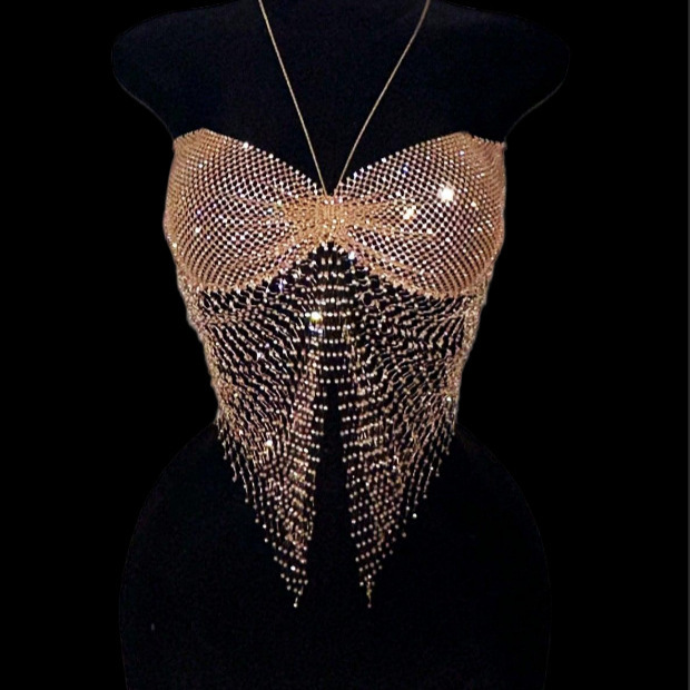 New Cross-Border Fishnet Top, Sexy Rhinestone-Embellished Tube Top, Backless Patchwork Camisole, Hot Girl Outfit, Beach Bra New Cross-Border Fishnet Top, Sexy Rhinestone-Embellished Tube Top, Backless Patchwork Camisole, Hot Girl Outfit, Beach Bra
