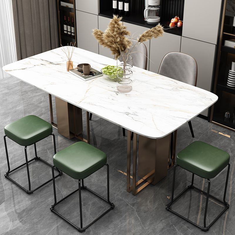 Taburete redondo de envoltura suave, silla de comedor de hierro forjado, taburete cuadrado sólido moderno, taburete de acero apilable para el hogar image 5
