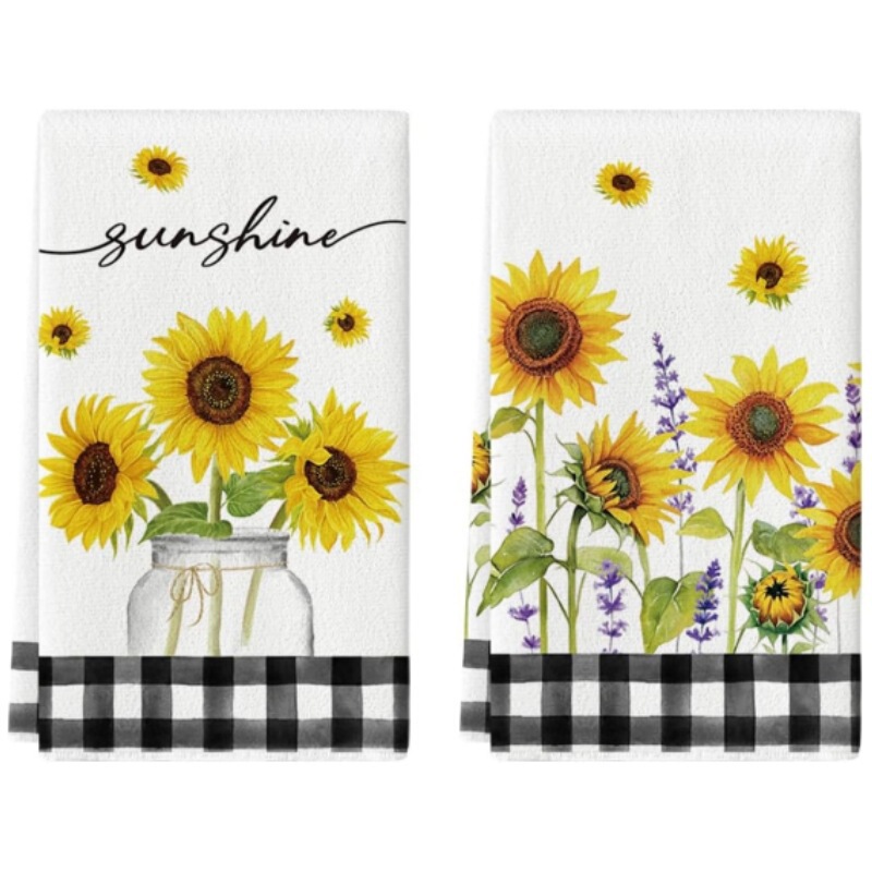 Cross-Border New Spring and Summer Sunflower Kitchen Towel, Thickened, Absorbent, Oil-Removing Dishcloth, Home Decoration Cross-Border New Spring and Summer Sunflower Kitchen Towel, Thickened, Absorbent, Oil-Removing Dishcloth, Home Decoration