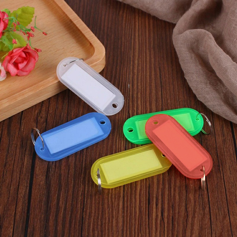 Transparent Colorful Plastic Key Tag Classification Label Handwritten Luggage Tag Room Key Lock Accessories Keychain