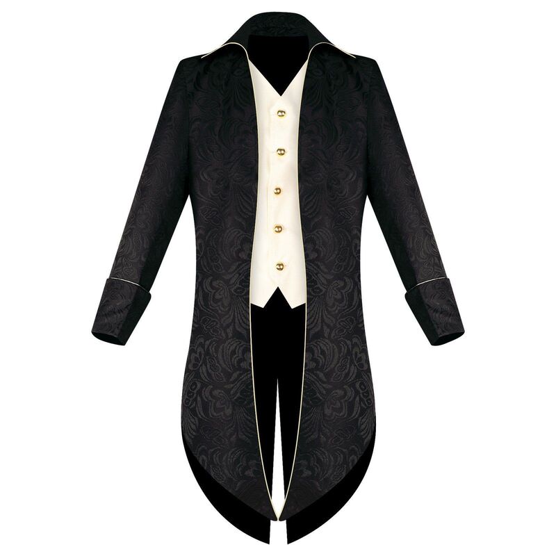 Cross-Border European and American Tuxedo Medieval Retro Costume Cosplay Ball Elegant Mid-Length Coat Men's Jacket