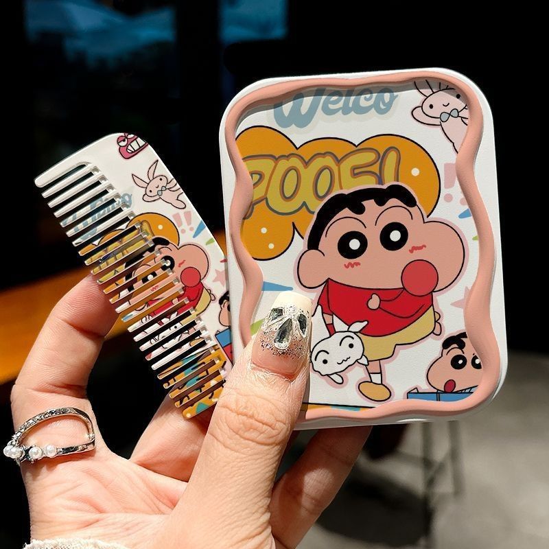 Espejo de maquillaje para estudiantes mango de espejo portátil bolso de mano dormitorio portátil pequeño espejo cinturón