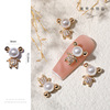 Three dimensional jewelry, cartoon zirconium from pearl, metal nail decoration, wholesale, with little bears