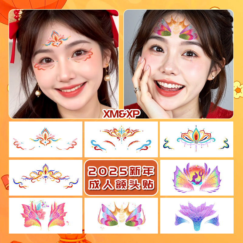 Glitter Cute and Beautiful Face Makeup Stickers for Women Waterproof Long-Lasting Temporary Tattoo Stickers Disposable and Washable Glitter Cute and Beautiful Face Makeup Stickers for Women Waterproof Long-Lasting Temporary Tattoo Stickers Disposable and Washable