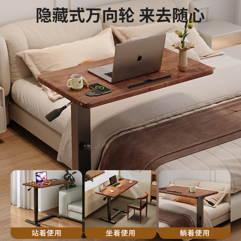 Mesa auxiliar de sofá de madera maciza Mesa auxiliar de cama de elevación móvil Mesa auxiliar de sala de estar Mesa de centro Mesa de cama plegable Estante de mesa pequeña