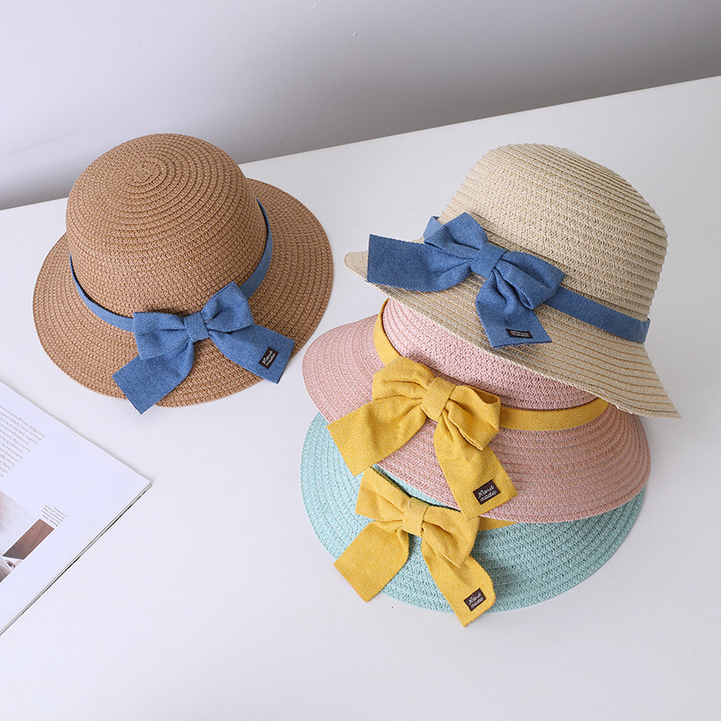 147g Weight Hat Classification straw Fabric Type Straw Hat Hats Type 1 Piece, 1 Set Quantity Holiday, Outdoor Occasion Bow Knot Pattern All Seasons Season Children Unisex Gender Sweet Style Children Unisex Sweet Bow Knot Straw Hat 8