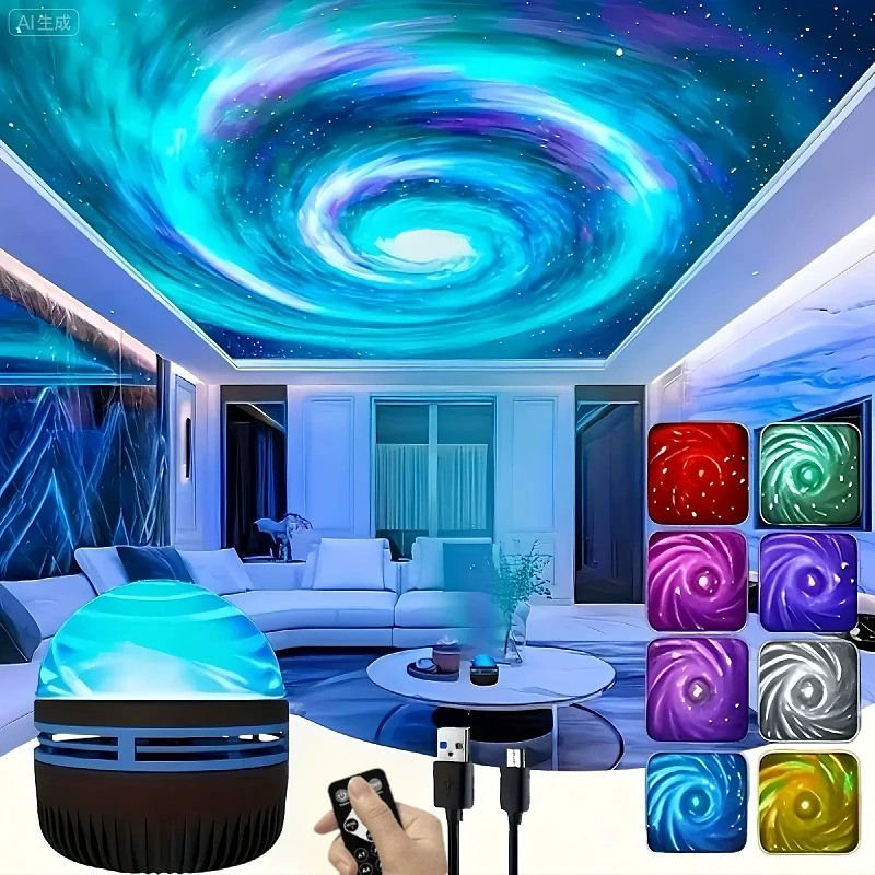 Проектор-ночник «Млечный путь» с эффектом звездного неба и водной глади, для декора спальни, с пультом ДУ, создающий атмосферу