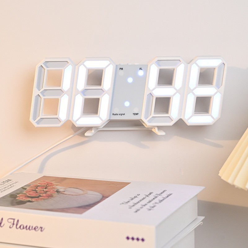 Reloj digital LED 3D más vendido estilo coreano de internet, simple y de moda, reloj electrónico LED, enchufable a USB, para pared