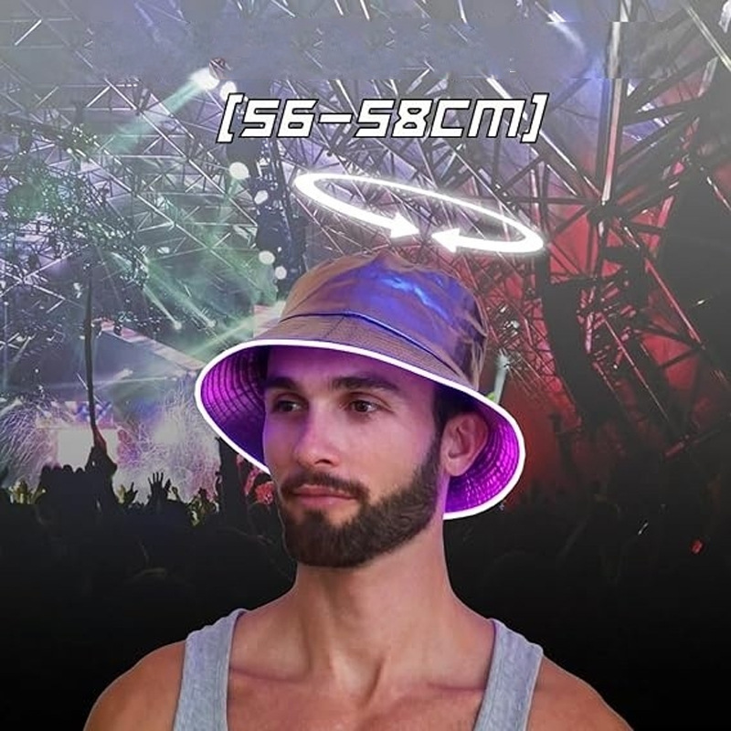 Europa y los Estados Unidos nuevo oro y plata LED de dos colores sombrero de pescador luminoso sombrero al aire libre ocio plegable sombrero luminoso de fiesta