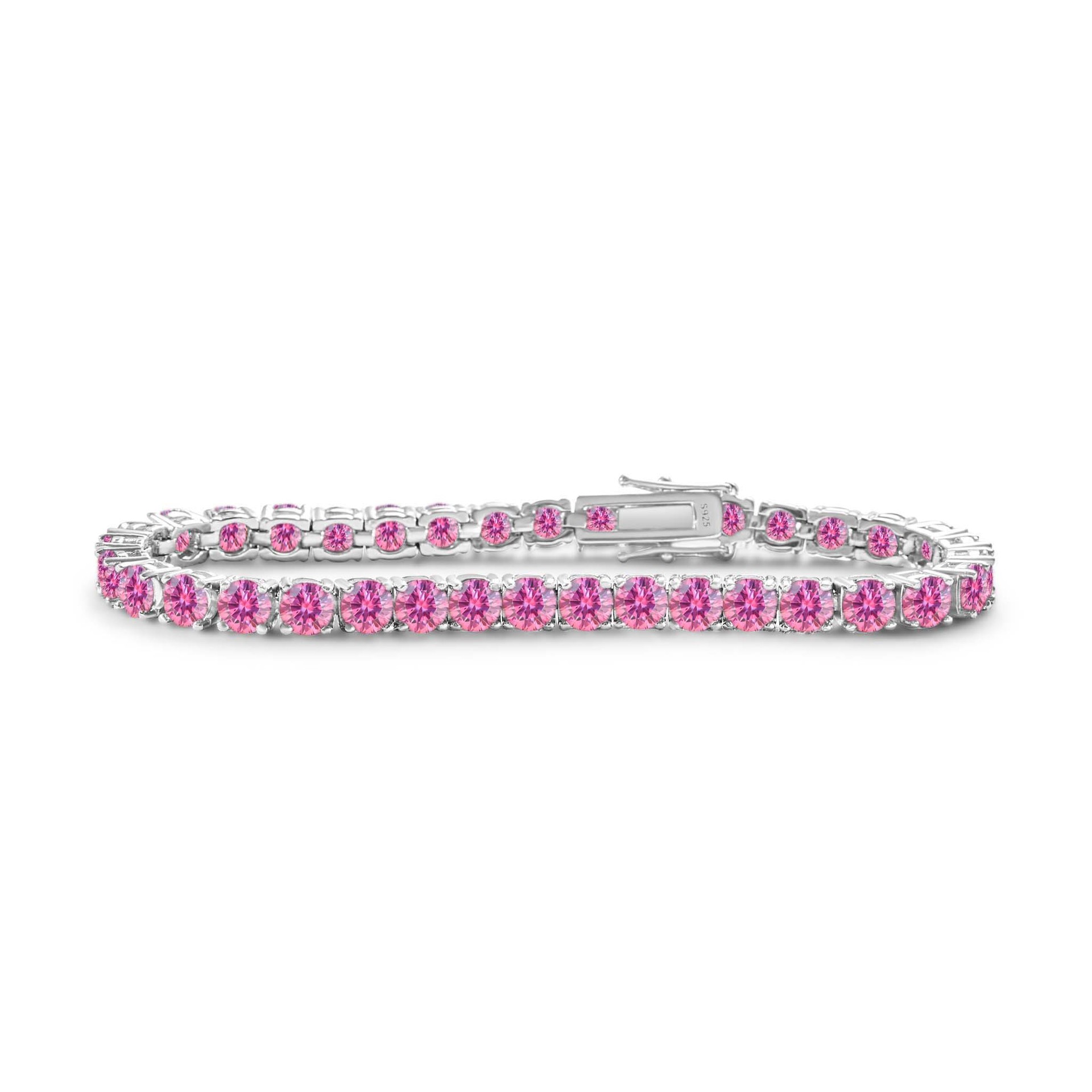 Inswind Moissanite Tenis Bracelet 3mm Pink Tenis Chain s925 plata esterlina Moissanite con bolígrafo GRA