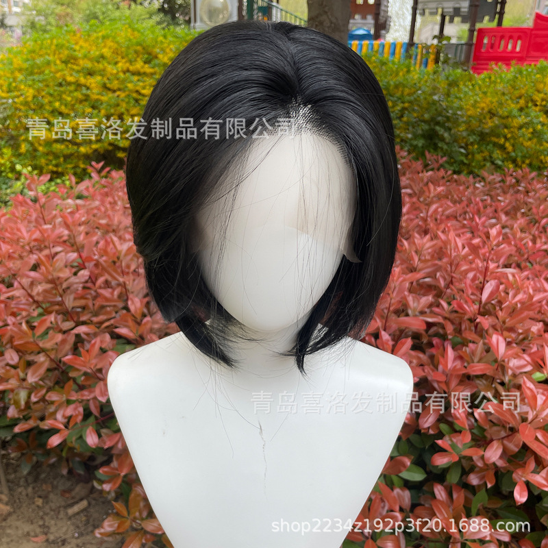 Cross-Border New Product Black Men's Short Hair Lace Front Wig 13X4Cos Li Shen Xiao Yi Natural Hairline Wig