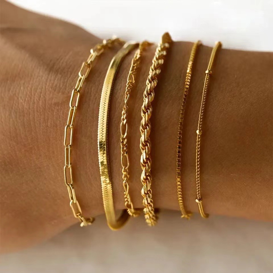 Minimalist Stackable Layered Bracelets Lightweight Hypoallergenic_voghion.com