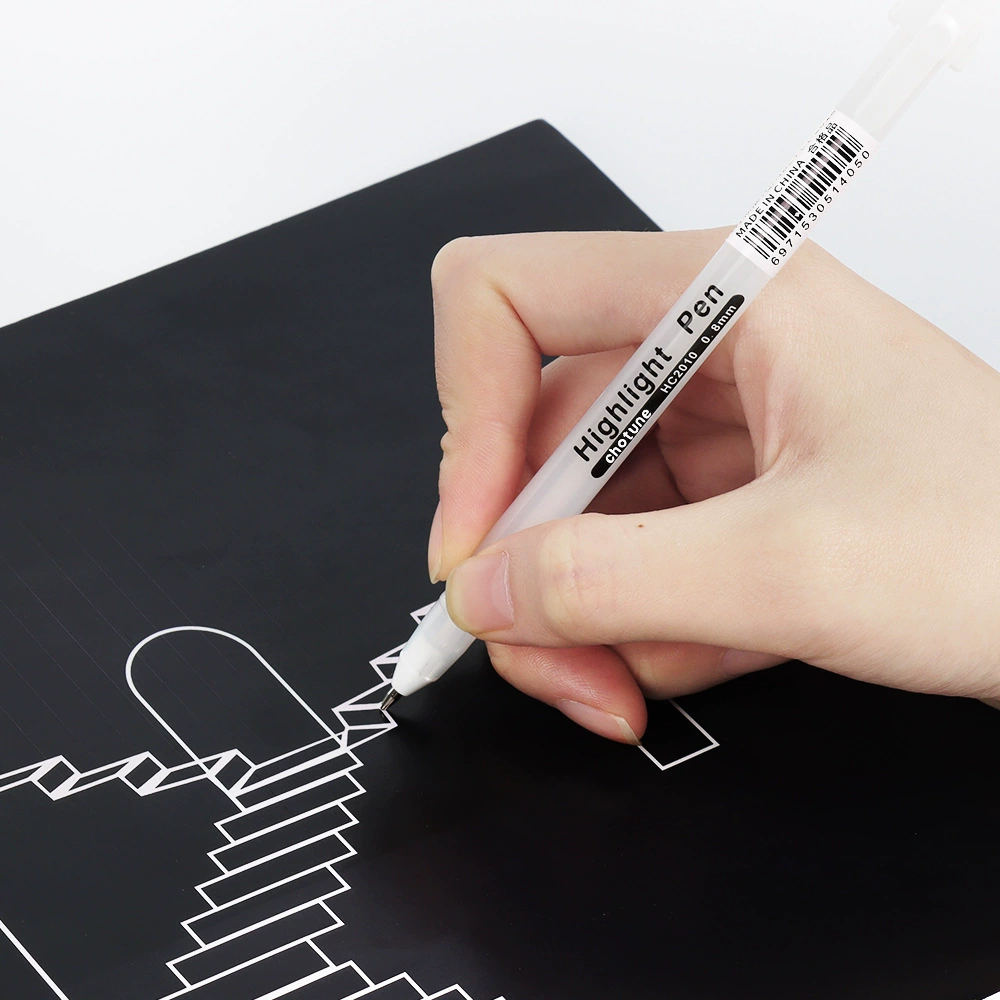 White highlighter, art liner, rollerball pen, scheduler