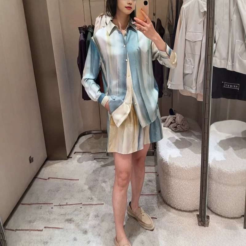 Shenzhen Nanyou Old Money Style Lp Silk Ink Painting Print Shirt Lp Silk Oil Painting Print Shirt Mulberry Silk Shenzhen Nanyou Old Money Style Lp Silk Ink Painting Print Shirt Lp Silk Oil Painting Print Shirt Mulberry Silk