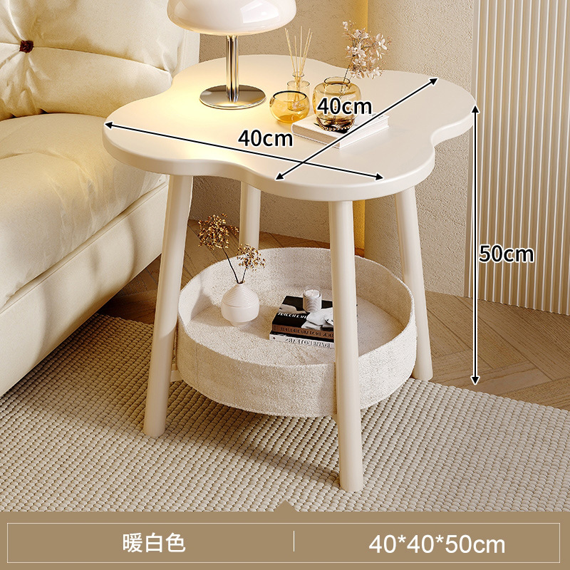 【평면 플라워 사이드 테이블】 밀크 화이트