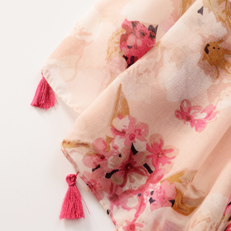 Primavera y verano fina Rosa fresca toalla Hortensia de hilo de algodón y lino sienten bufanda de seda dulce todo partido viaje protector solar Toalla de playa