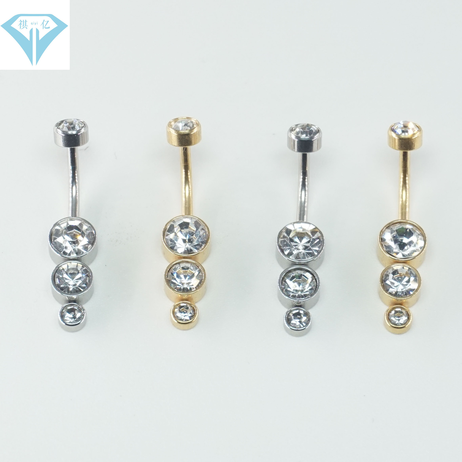 外贸欧美白色圆头人体穿刺水钻肚脐环女式水滴身体肚脐钉