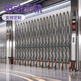 不锈钢电动伸缩门电动大门曲美门伸缩门学校工厂企业电动伸缩门