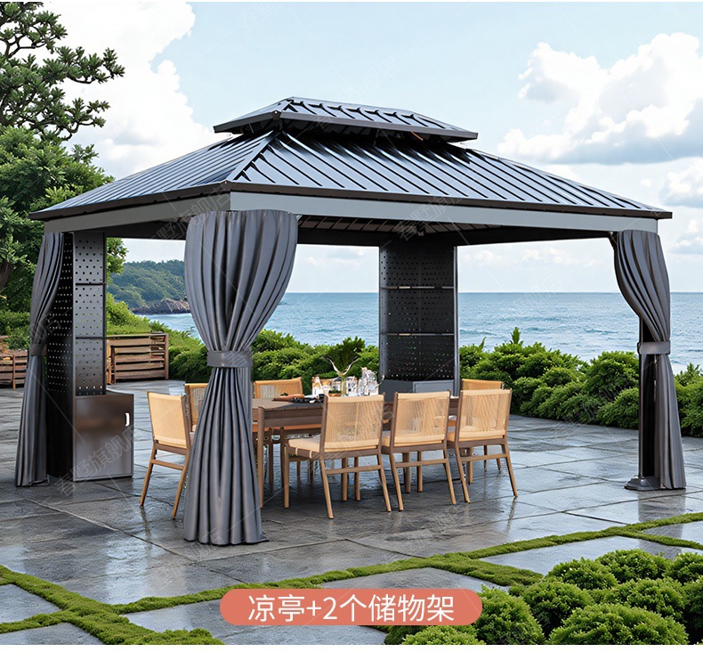 High-End Outdoor Pavilion Garden Terrace Aluminum Alloy Courtyard Leisure New Chinese-Style Pavilion Villa Courtyard Outdoor Sunshade