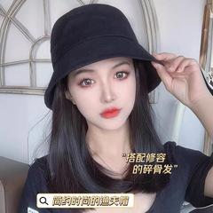 Fisherman Hat Wig Women Summer Fashion One-piece Collarbone Medium Long Hair Fisherman Hat Wig Full Head Cover Imitation Full Real Hair