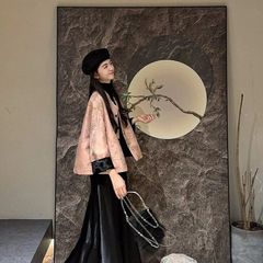 新中式女装裙女高级高端套装国风粉色秋季盘扣两件套新款