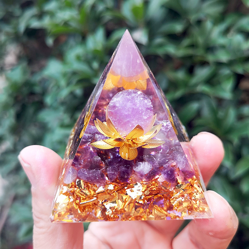 Nueva Pirámide De , Piedra De Grava De Cristal, Resina Epoxi, Adornos Hechos A Mano Para El Escritorio Del Hogar display picture 3