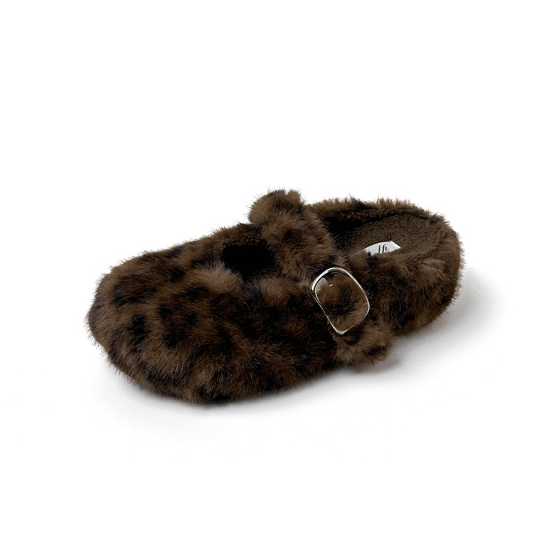 Zapatillas Destalonadas de Peluche de 5 cm de Terciopelo y Caucho Retro para Otoño e Invierno
