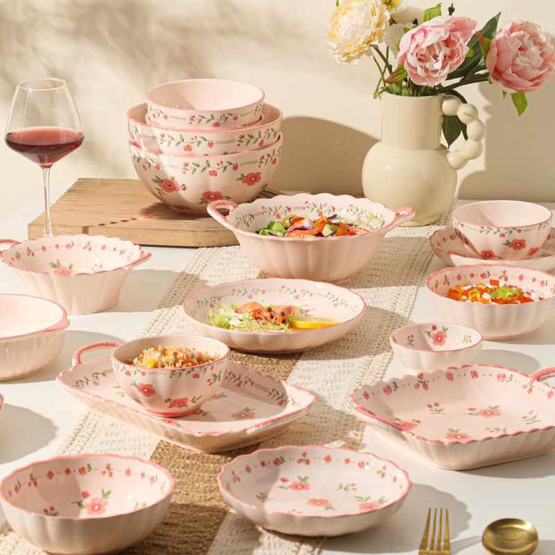 Cocos de estilo pastoral de alto valor facial set de platos pequeños frescos y palillos set de platos de nueva casa set de platos domésticos image 1
